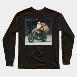 Santa on motorbike Long Sleeve T-Shirt